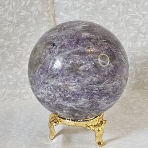 Lepidolite Quartz Crystal Sphere